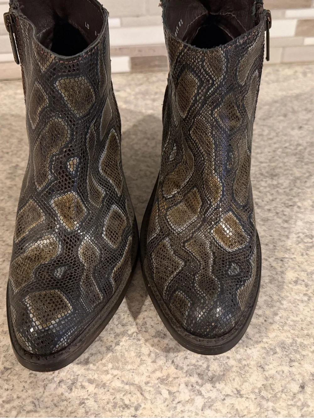 Liberty Black Breton Snake Print Booties